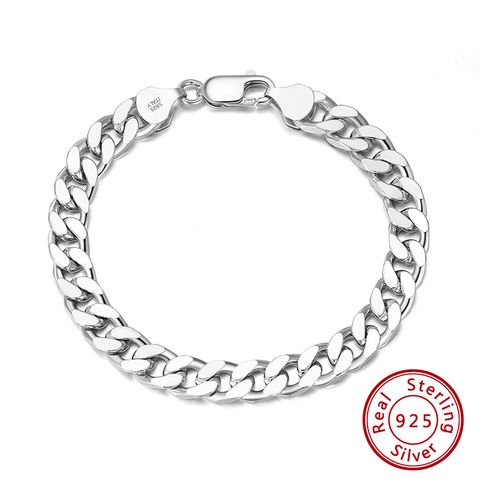 Hip-hop Simple Style Cool Style Solid Color Sterling Silver Plating Chain White Gold Plated Bracelets