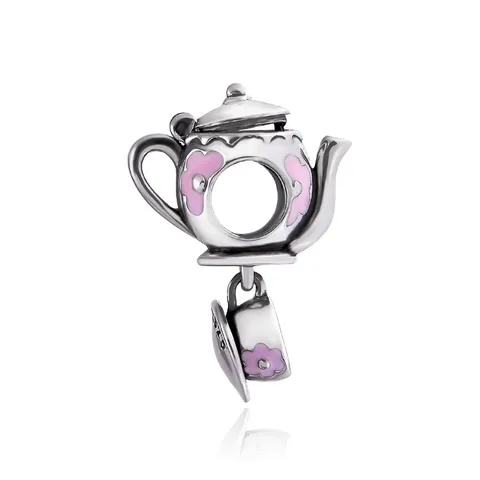 Original Design Sweet Pastoral Teapot Sterling Silver Handmade Enamel Plating Rhodium Plated Jewelry Accessories