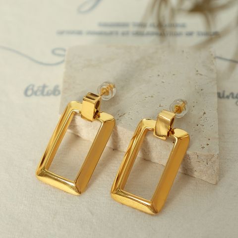 1 Pair Vintage Style Rectangle Plating Titanium Steel 18k Gold Plated Drop Earrings