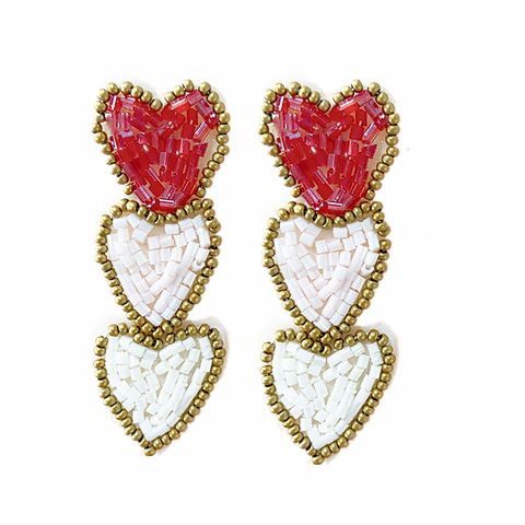 1 Pair Elegant Lady Letter Heart Shape Plastic Resin Drop Earrings
