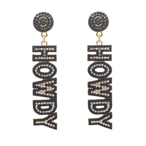 1 Pair Ig Style Letter Boots Inlay Alloy Rhinestones Pearl Drop Earrings