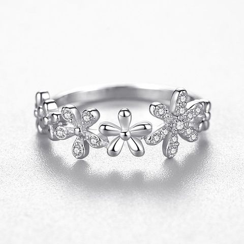 Casual Elegant Flower Sterling Silver Rings