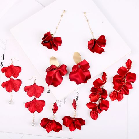 1 Pair Elegant Lady Flower Resin Drop Earrings