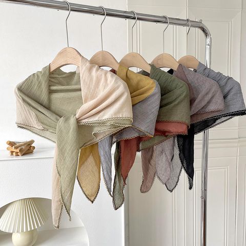 Women's Simple Style Color Block Cotton And Linen Scarf