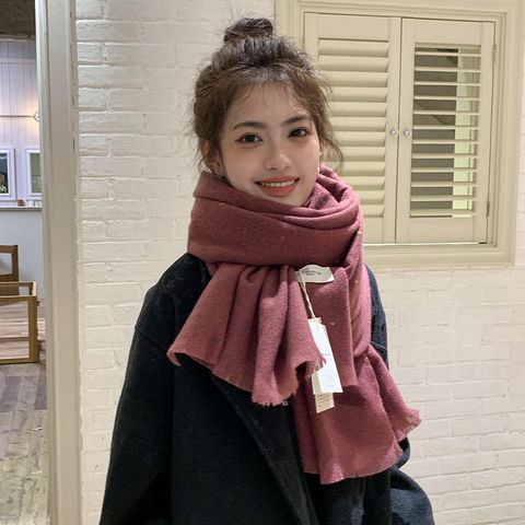 Women's Fashion Simple Style Solid Color Fleece Scarf