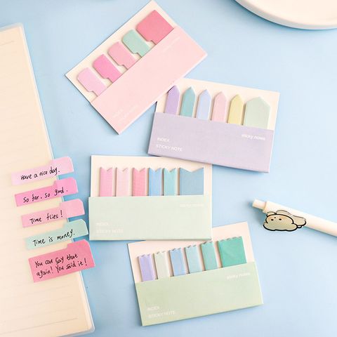 1 Set Solid Color Class Learning Double Gummed Paper Cute Sticky Note