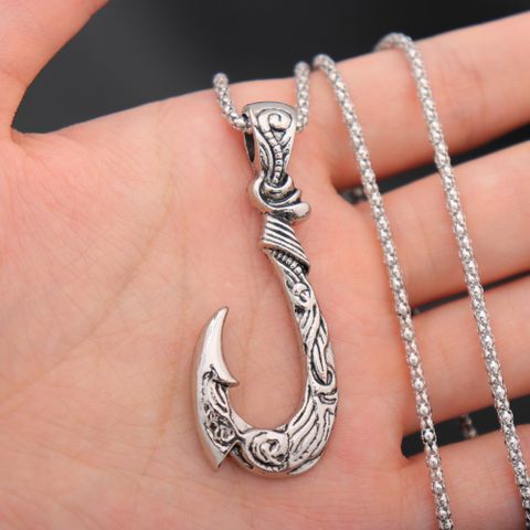 Retro Fishhook Metal Plating Men's Pendant Necklace