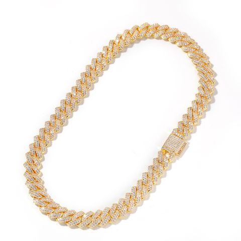 Hip-hop Geometric Copper Inlay Zircon Bracelets Necklace