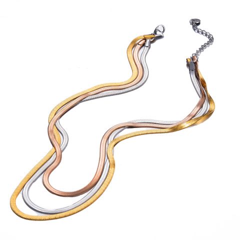 Hip-hop Multicolor Stainless Steel Plating Three Layer Necklace