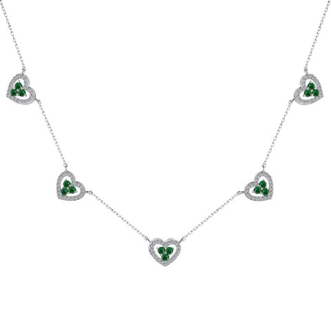 Sweet Shiny Heart Shape Sterling Silver Inlay Zircon Necklace