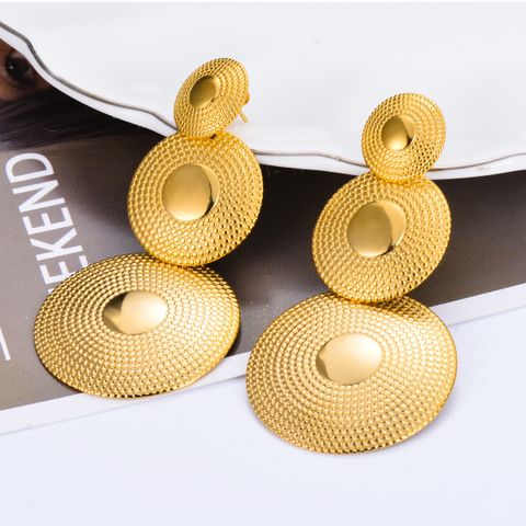 1 Pair Exaggerated Round Plating Stainless Steel Drop Earrings