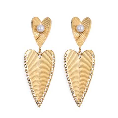 1 Pair Casual Exaggerated Heart Shape Plating Stainless Steel Drop Earrings