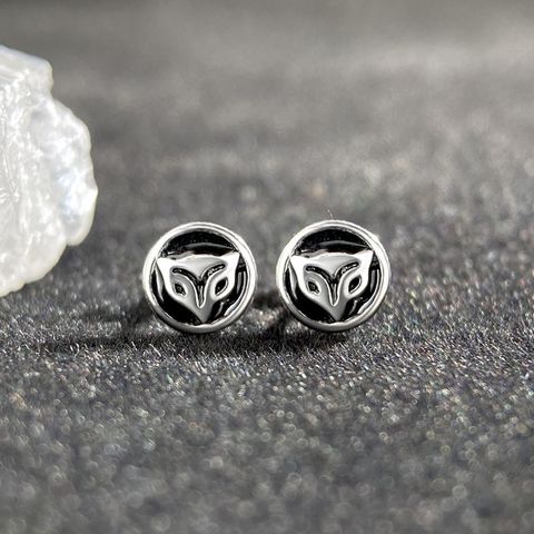 1 Pair Retro Fox Epoxy Sterling Silver Silver Plated Ear Studs