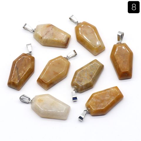 Simple Style Coffin Natural Stone Polishing Crystal Charms