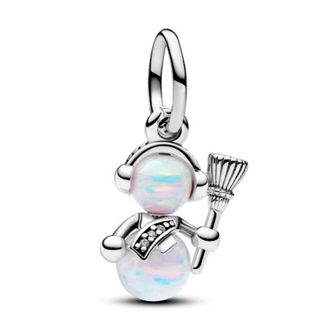 Cute Snowman Sterling Silver Plating Inlay Zircon Charms Jewelry Accessories