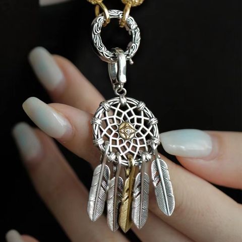 Retro Dreamcatcher Feather Copper Plating Charms Jewelry Accessories