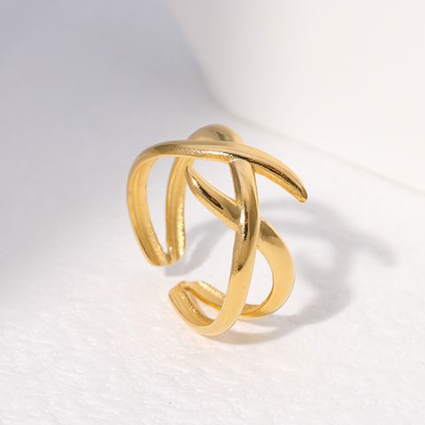 Fashion Geometric Stainless Steel Criss Cross Open Ring