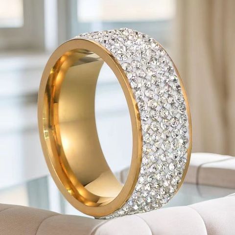 Modern Style Rhombus Stainless Steel Gold Plated Artificial Gemstones Rings In Bulk