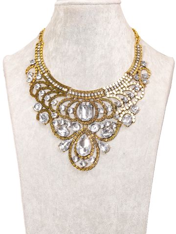 Glam Retro Luxurious Geometric Alloy Inlay Artificial Gemstones Women's Necklace