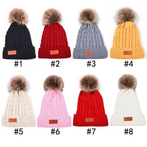 Children Unisex Basic Simple Style Solid Color Pom Poms Eaveless Wool Cap