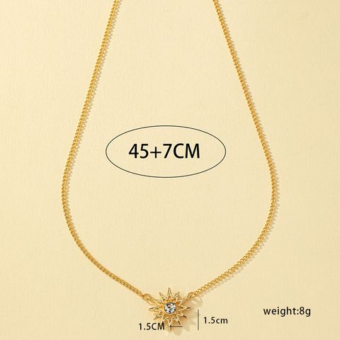 Ig Style Cute Sun Flower Alloy Plating Inlay Glass 14k Gold Plated Women's Pendant Necklace