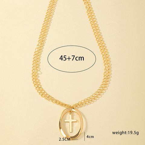 Ig Style Streetwear Cool Style Cross Alloy Plating Hollow Out 14k Gold Plated Women's Pendant Necklace