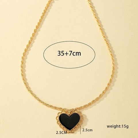 Retro Commute Heart Shape Alloy Plating Inlay Zircon 14k Gold Plated Women's Pendant Necklace