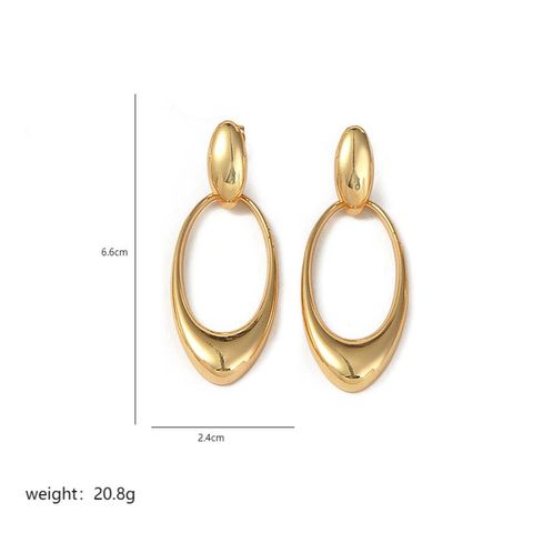 1 Pair Elegant Lady Circle Polishing Plating Copper 18k Gold Plated Drop Earrings