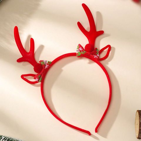 Cute Bow Knot Antlers Plastic Flannel Hair Band