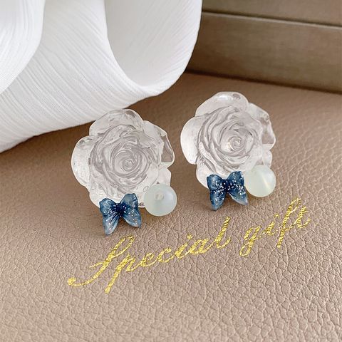 1 Pair Sweet Flower Plating Resin Gold Plated Ear Studs