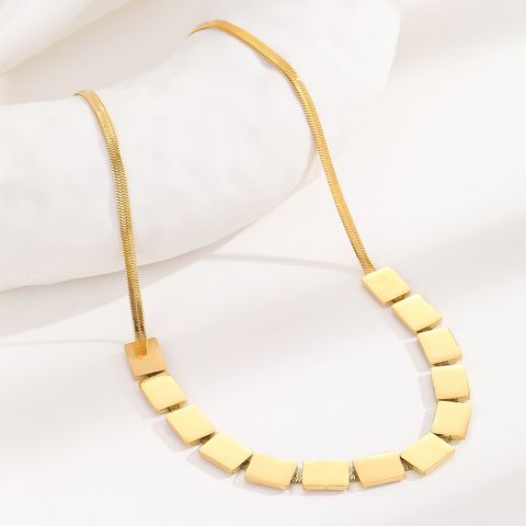 Wholesale Simple Style Solid Color Stainless Steel Plating 18k Gold Plated Necklace