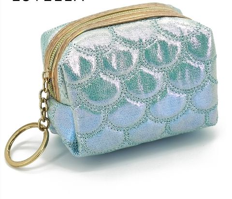 Women's Fish Scales Polyester Zipper Coin Purses