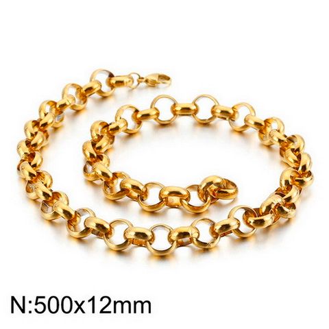 Hip-Hop Retro Solid Color Titanium Steel Chain 18K Gold Plated Men's Necklace