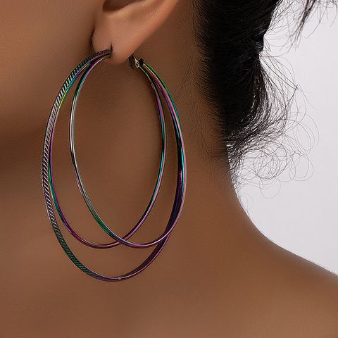 Wholesale Jewelry Elegant Color Block Alloy Ferroalloy Hoop Earrings