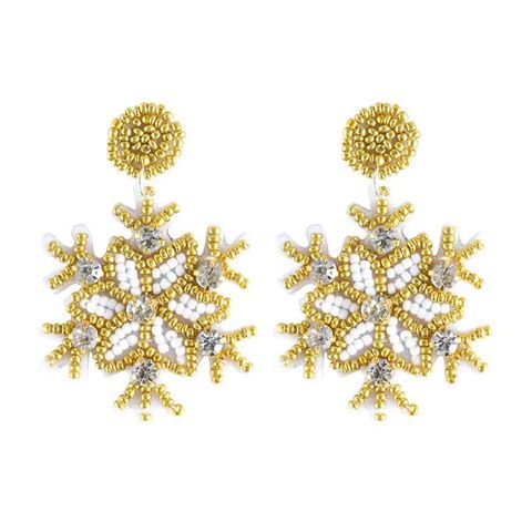 1 Pair Simple Style Classic Style Snowflake Inlay Alloy Plastic Resin Rhinestones Drop Earrings