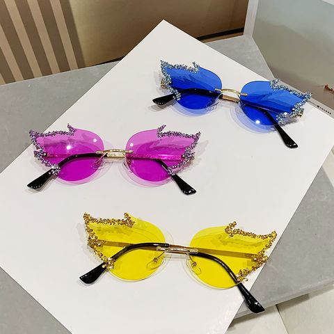 Ig Style Streetwear Flame Ac Special-shaped Mirror Frameless Women's Sunglasses
