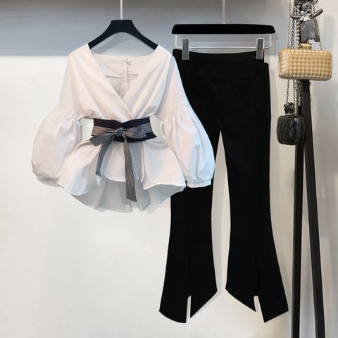 Street Women's Casual Elegant Stripe Polyester Button Pants Sets Pants Sets