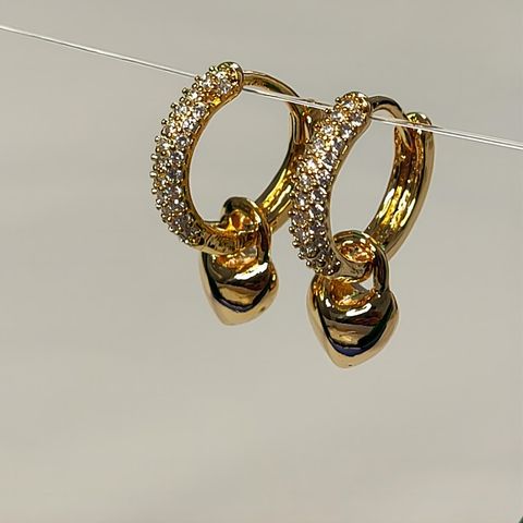 1 Pair Elegant Heart Shape Plating Inlay Copper Zircon Drop Earrings