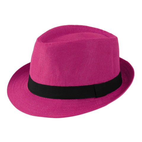 Children Unisex Adults Basic Retro Simple Style Solid Color Wide Eaves Fedora Hat