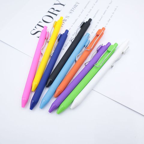 1 Piece Solid Color Learning Plastic Preppy Style Ballpoint Pen