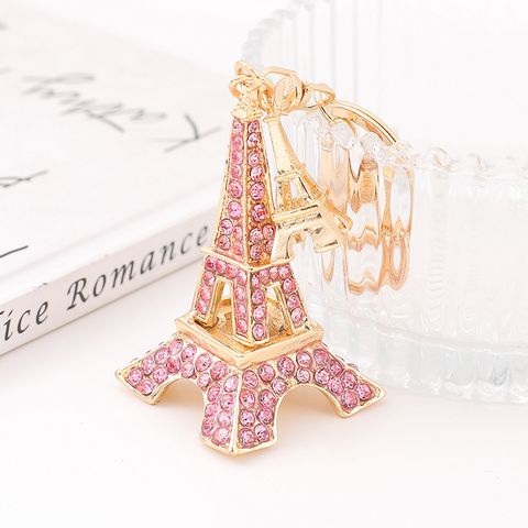 Modern Style Streetwear Eiffel Tower Alloy Inlay Rhinestones Women's Keychain
