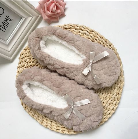 Women's Casual Bow Knot Round Toe Cotton Slippers