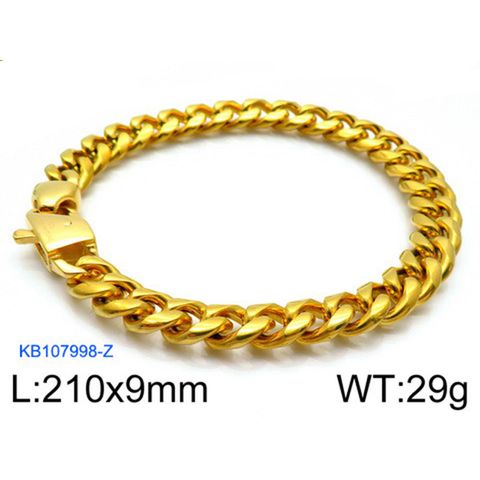 Hip-Hop Retro Solid Color Titanium Steel Plating Chain 18K Gold Plated Men's Necklace