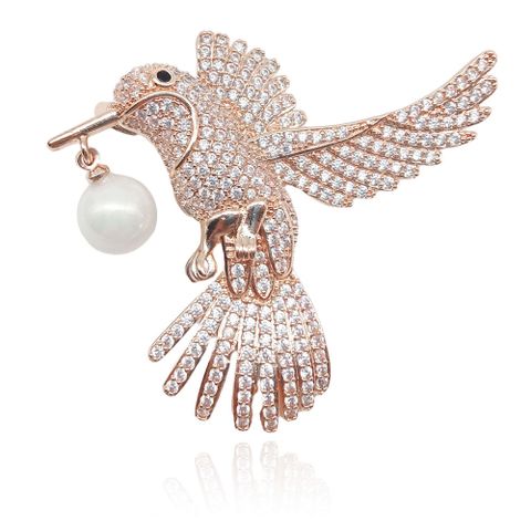 Elegant Lady Bird Copper Plating Inlay Artificial Gemstones Women's Brooches