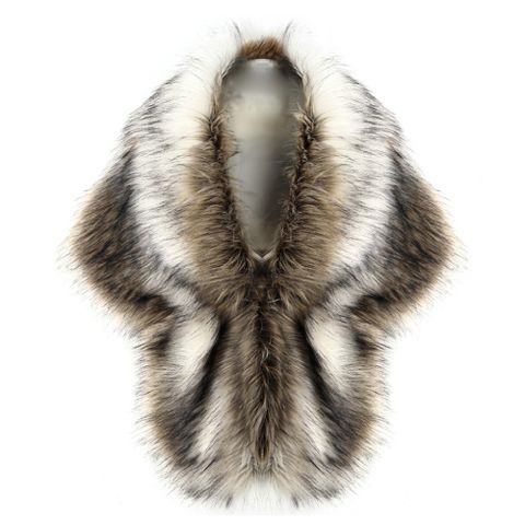 Women's Elegant Solid Color Faux Fur Polyester Shawl