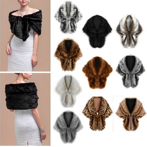 Women's Elegant Solid Color Faux Fur Polyester Shawl