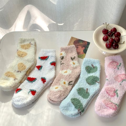 Women's Sweet Fruit Flower Polyester Crew Socks A Pair