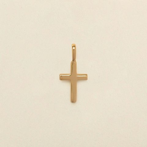 1 Piece Copper Zircon Gold Plated Cross Heart Shape Polished Pendant Chain