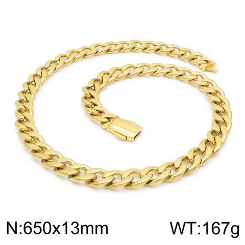 Titanium Steel 18K Gold Plated Hip-Hop Retro Chain Solid Color Bracelets Necklace