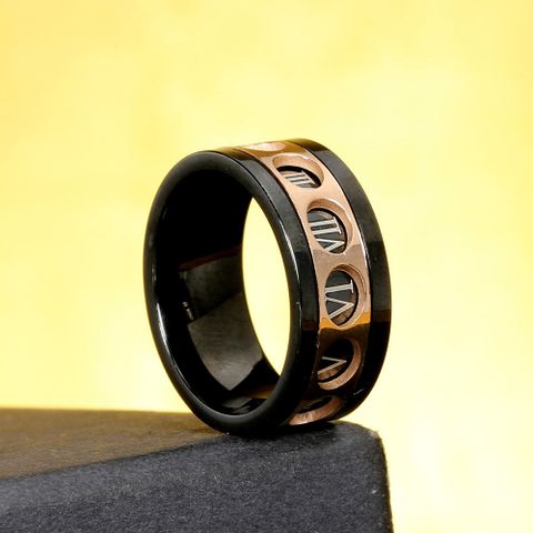 Hip-Hop Retro Color Block Stainless Steel Polishing None 18K Gold Plated Men's Rings